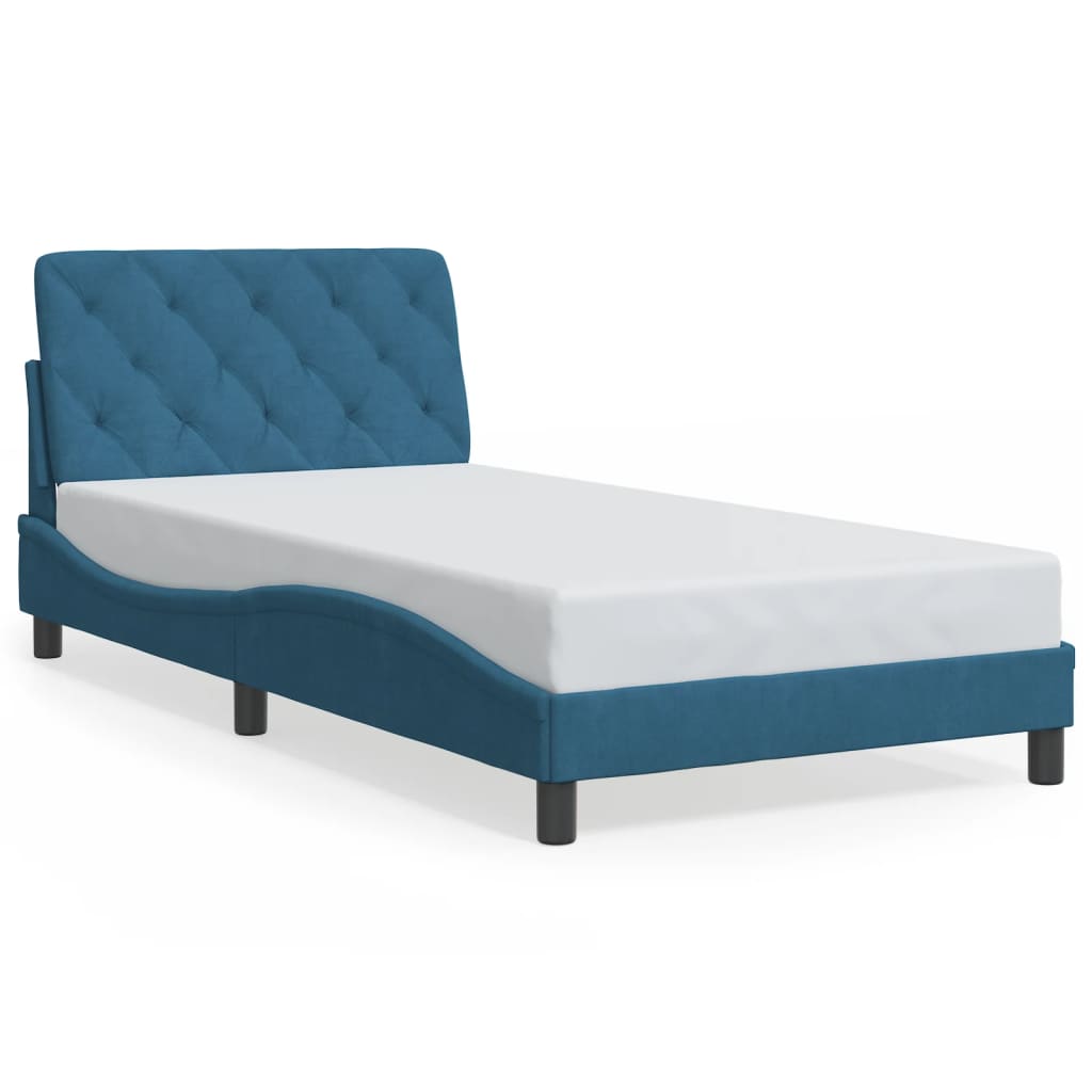 vidaXL Estructura de cama con cabecero terciopelo azul 100x200 cm