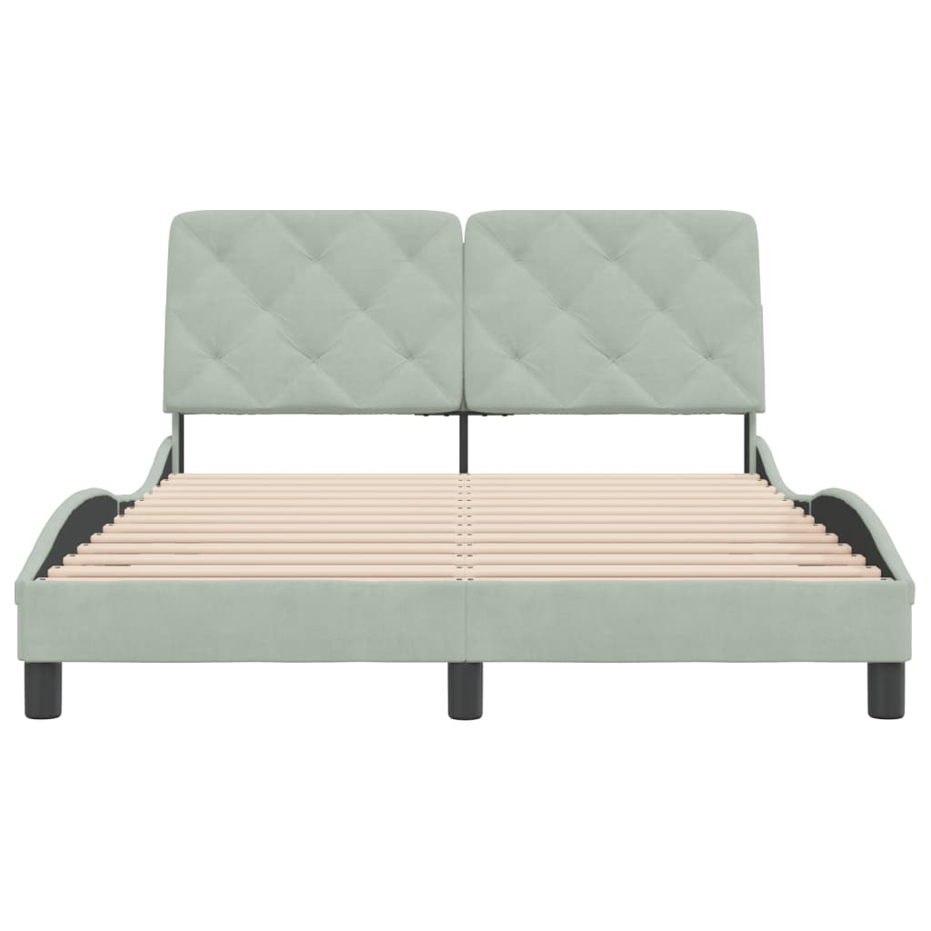 vidaXL Estructura de cama sin colchón terciopelo gris claro 120x200 cm