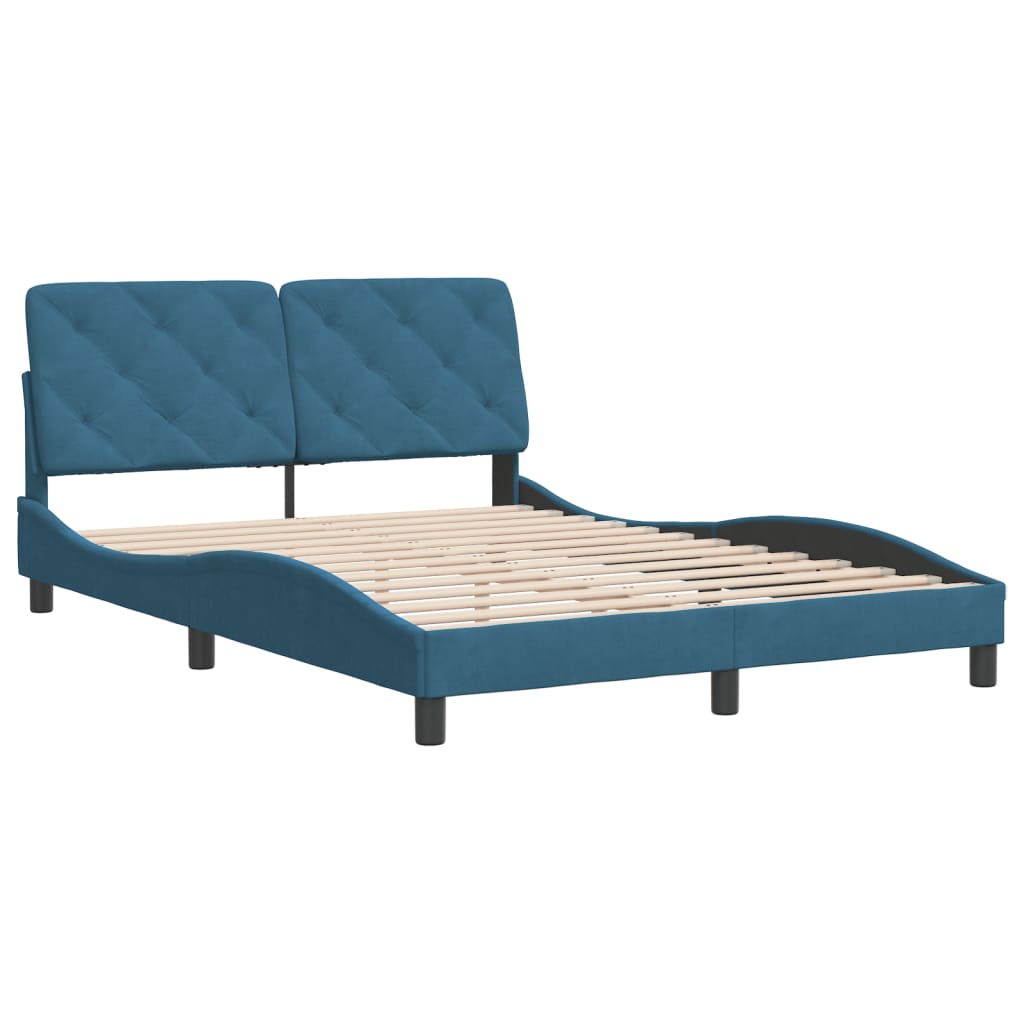 vidaXL Estructura de cama con cabecero terciopelo azul 120x200 cm