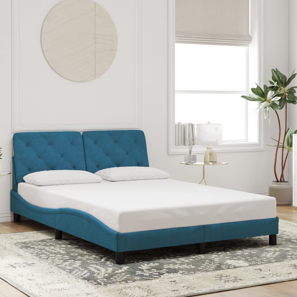 vidaXL Estructura de cama con cabecero terciopelo azul 120x200 cm