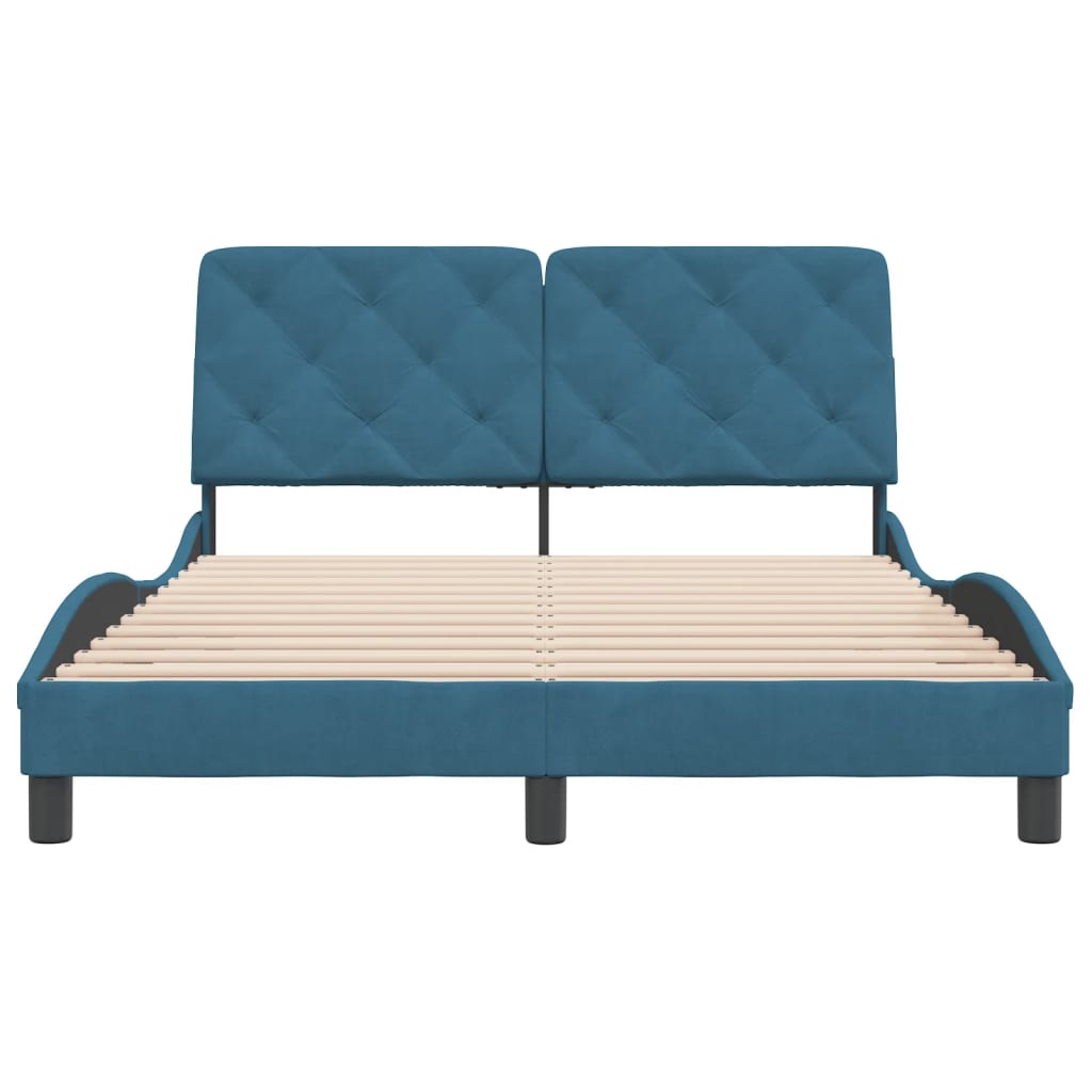 vidaXL Estructura de cama con cabecero terciopelo azul 120x200 cm