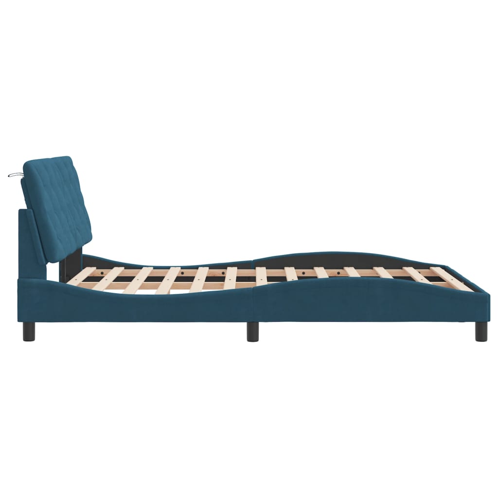 vidaXL Estructura de cama con cabecero terciopelo azul 120x200 cm