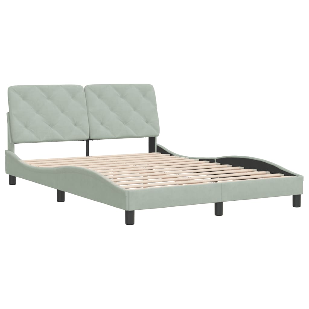 vidaXL Estructura de cama sin colchón terciopelo gris claro 140x190 cm