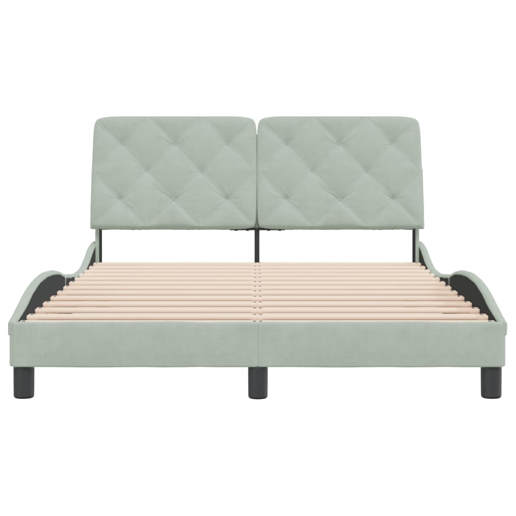 vidaXL Estructura de cama sin colchón terciopelo gris claro 140x190 cm