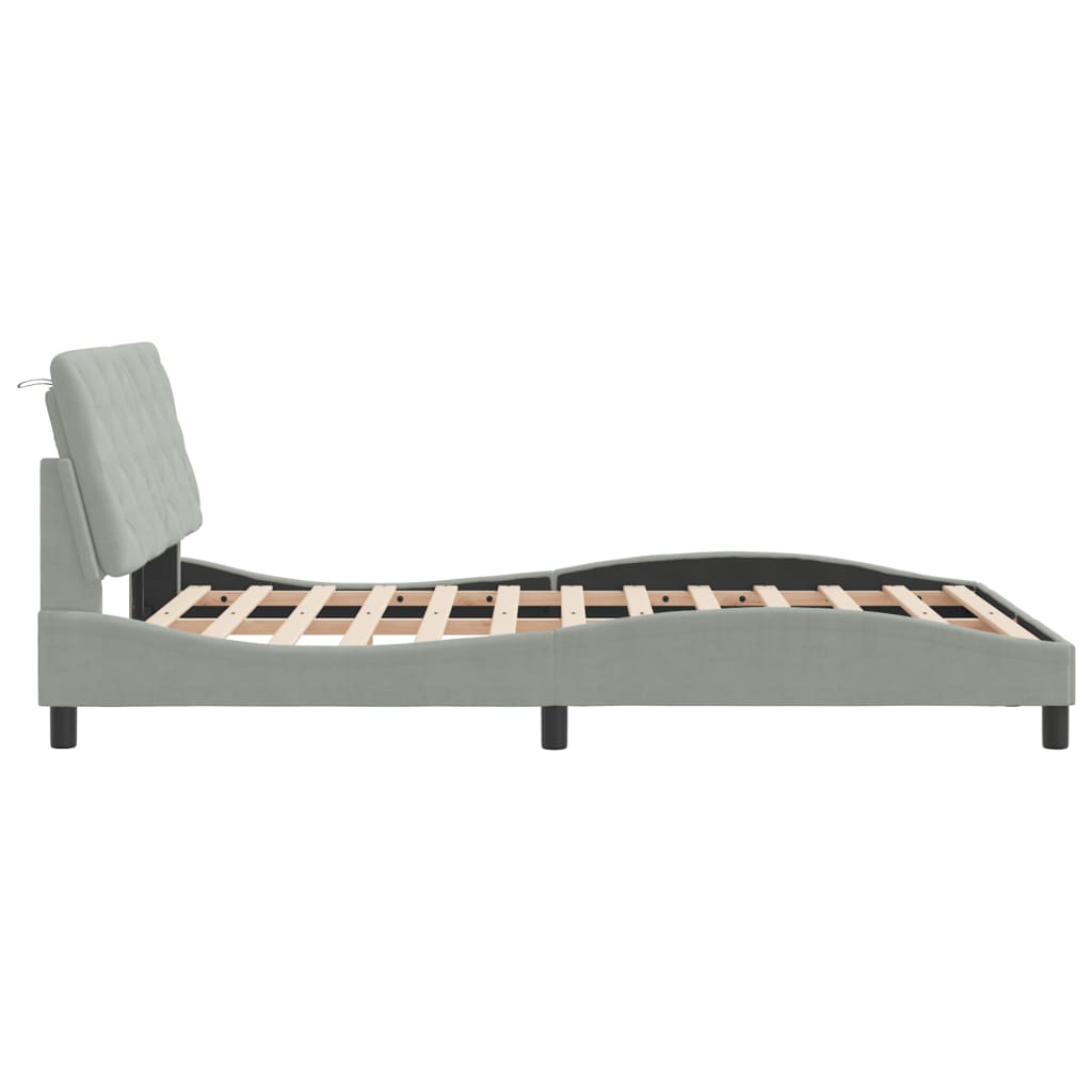 vidaXL Estructura de cama sin colchón terciopelo gris claro 140x190 cm