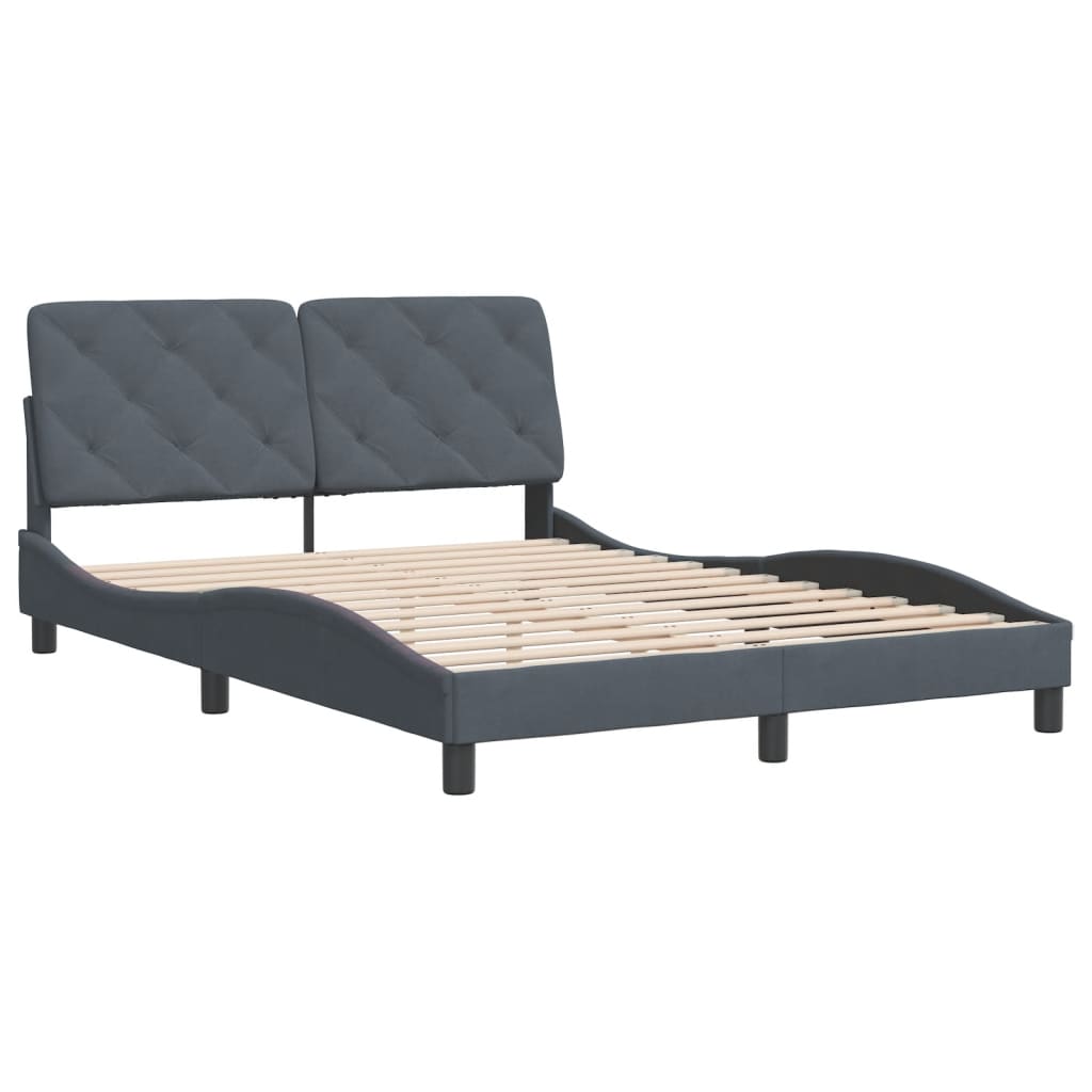 vidaXL Estructura de cama sin colchón terciopelo gris oscuro 140x190cm