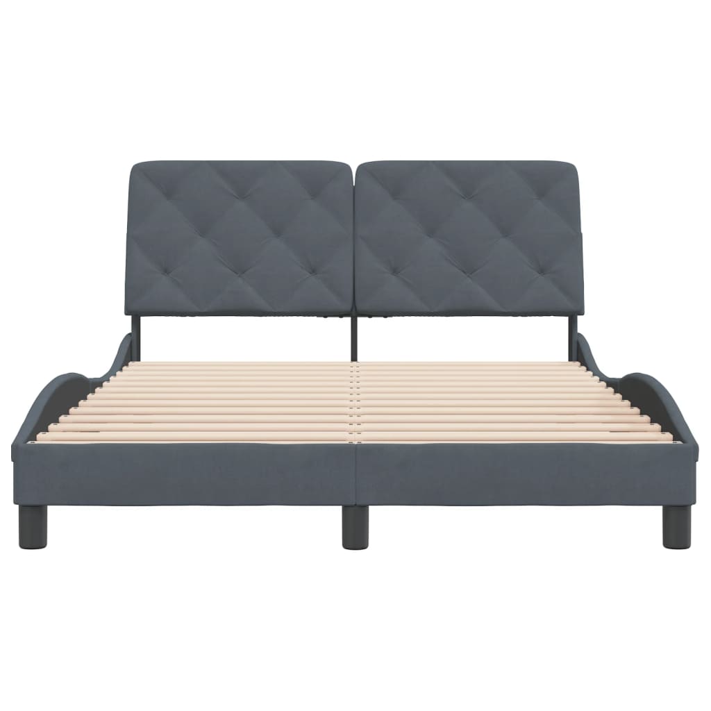 vidaXL Estructura de cama sin colchón terciopelo gris oscuro 140x190cm