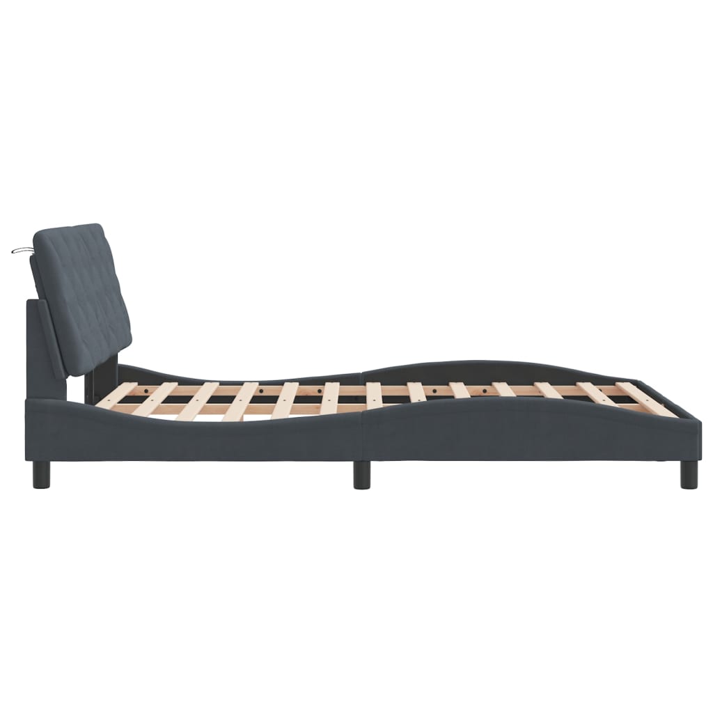 vidaXL Estructura de cama sin colchón terciopelo gris oscuro 140x190cm