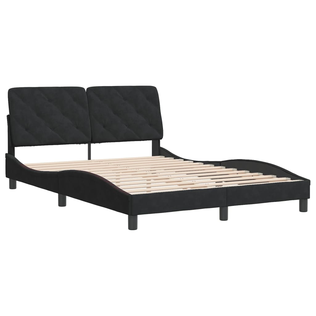 vidaXL Estructura de cama sin colchón terciopelo negro 140x190 cm