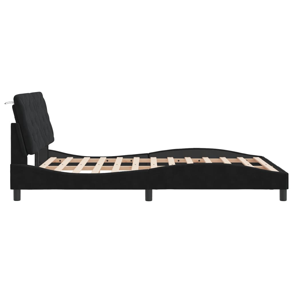 vidaXL Estructura de cama sin colchón terciopelo negro 140x190 cm