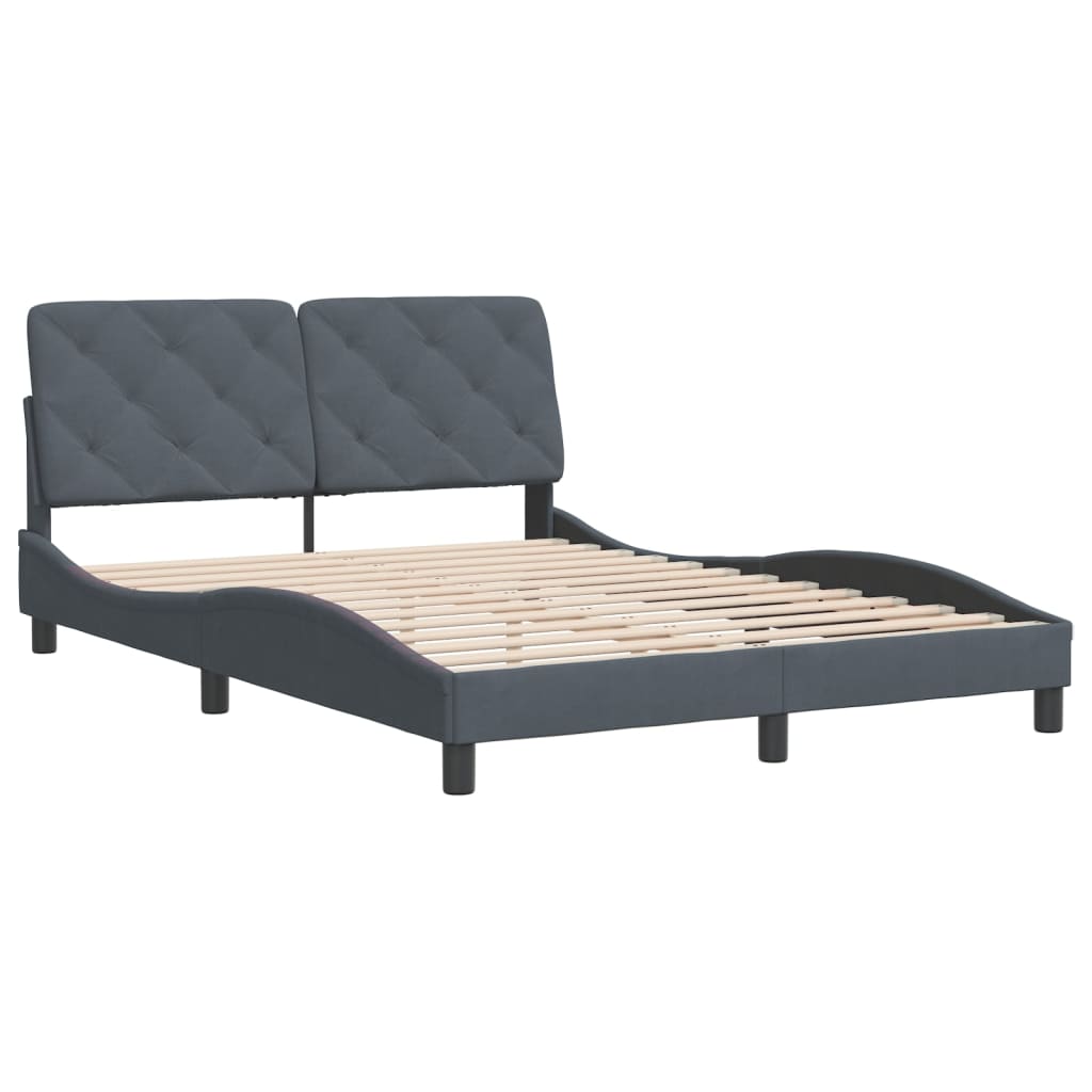 vidaXL Estructura de cama sin colchón terciopelo gris oscuro 140x200cm