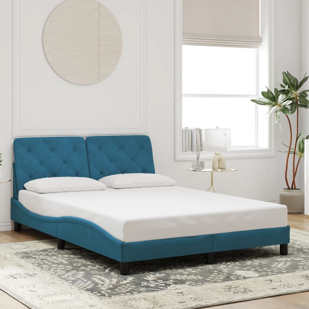 vidaXL Estructura de cama con cabecero terciopelo azul 140x200 cm