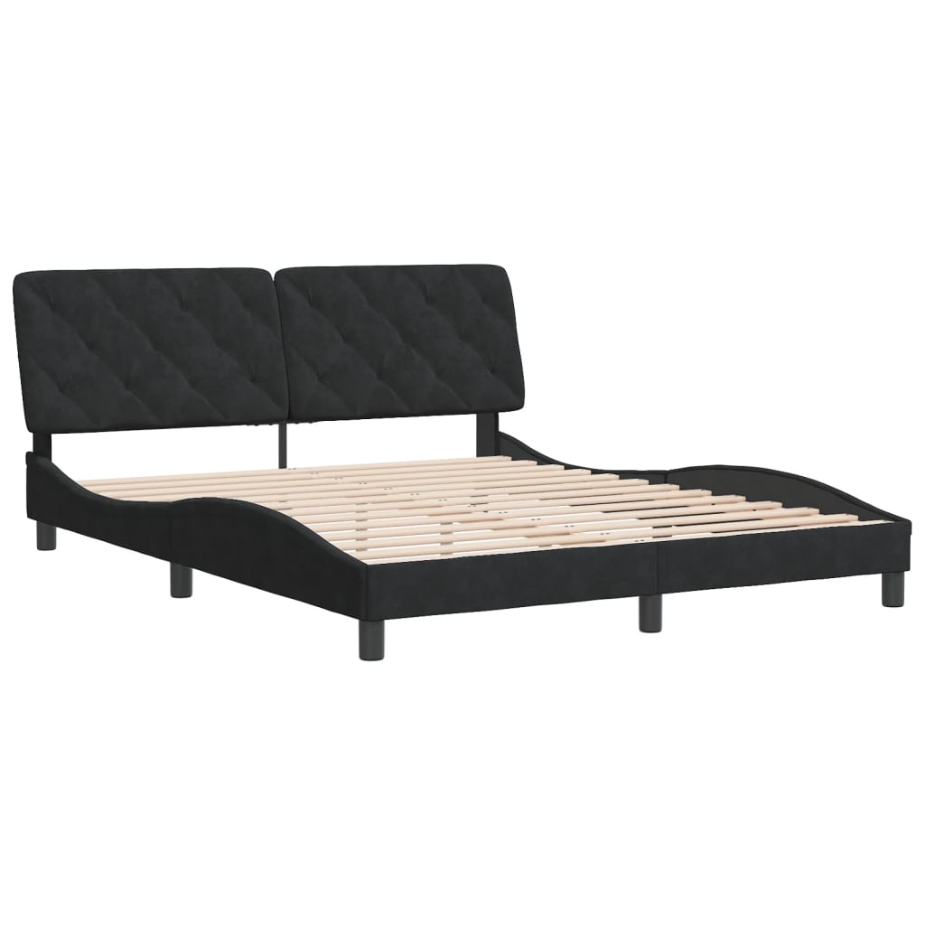 vidaXL Estructura de cama sin colchón terciopelo negro 160x200 cm