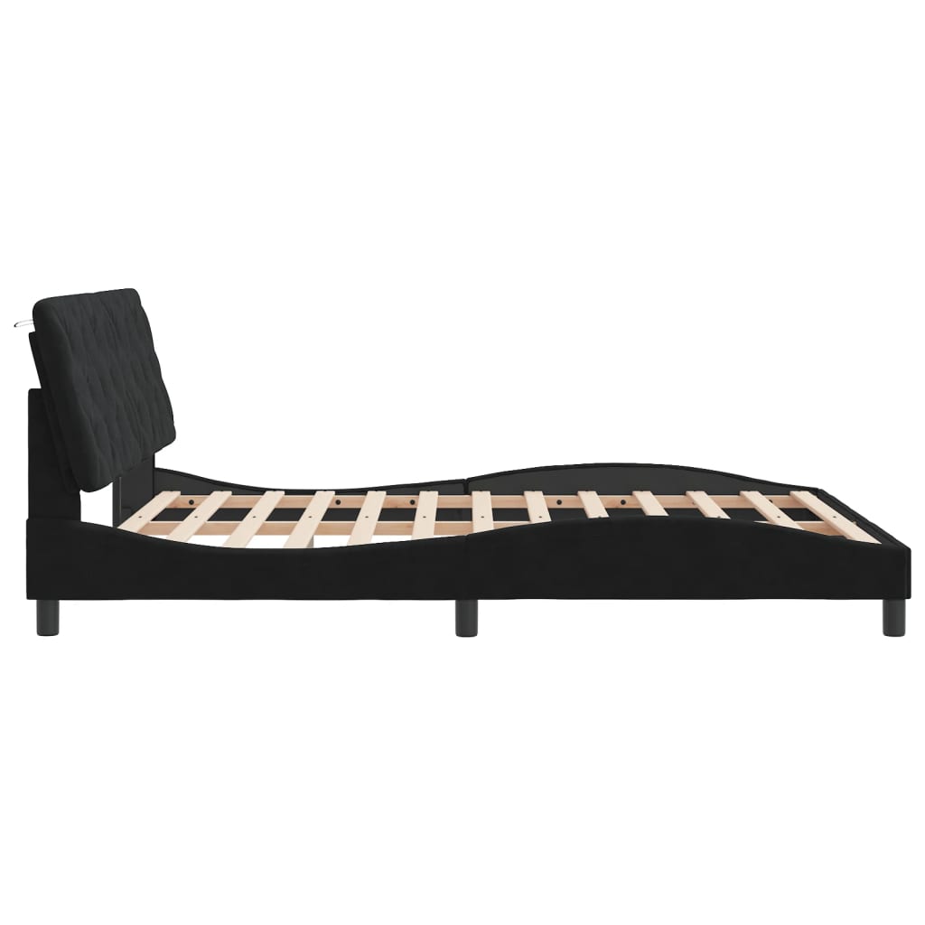 vidaXL Estructura de cama sin colchón terciopelo negro 160x200 cm