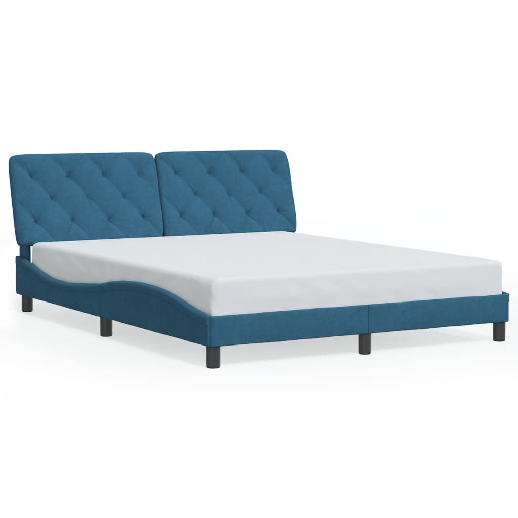 vidaXL Estructura de cama con cabecero terciopelo azul 160x200 cm