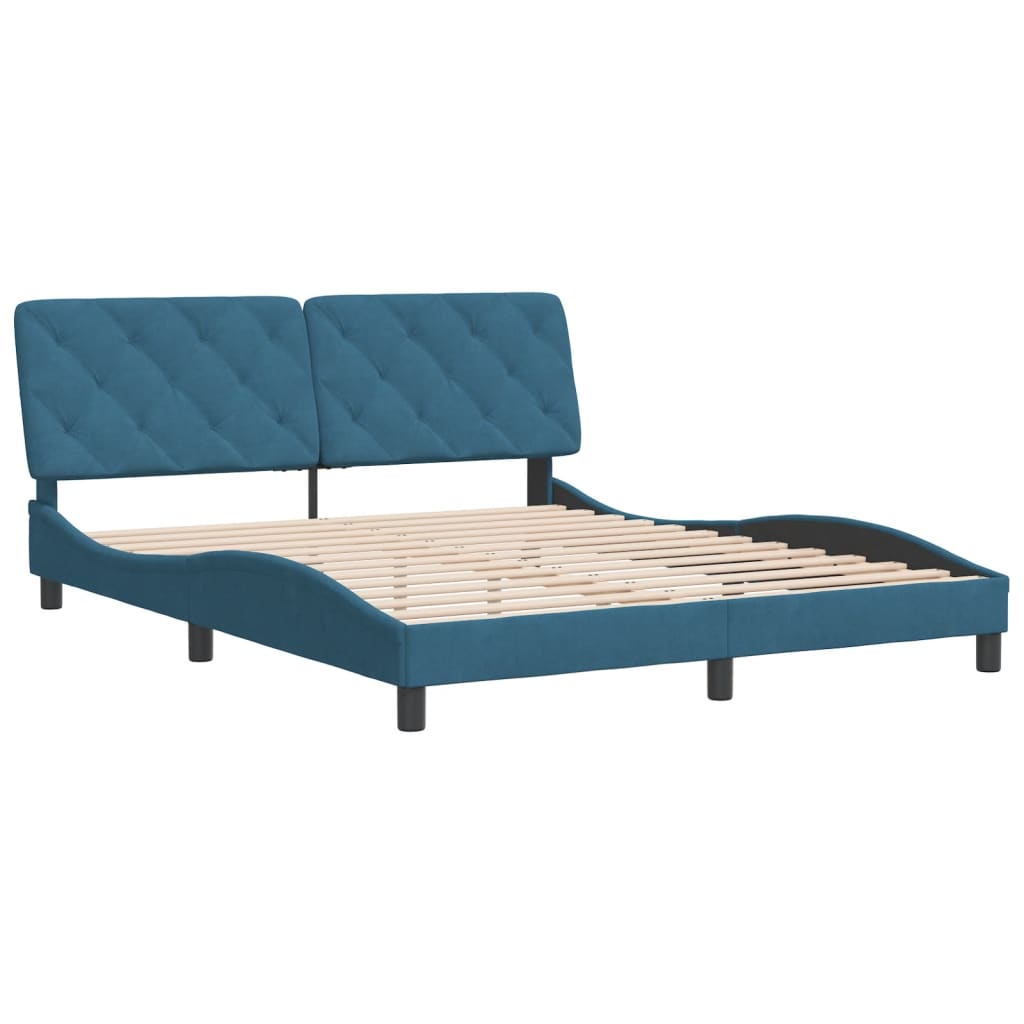 vidaXL Estructura de cama con cabecero terciopelo azul 160x200 cm