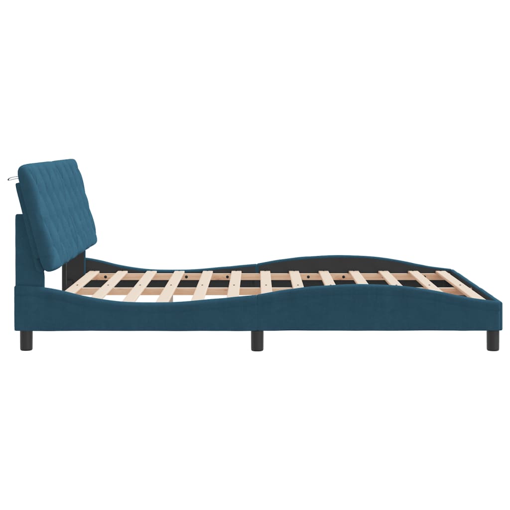 vidaXL Estructura de cama con cabecero terciopelo azul 160x200 cm