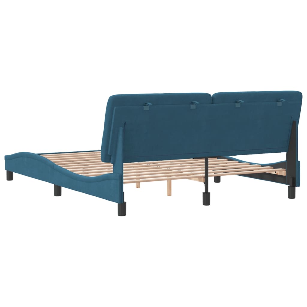 vidaXL Estructura de cama con cabecero terciopelo azul 160x200 cm