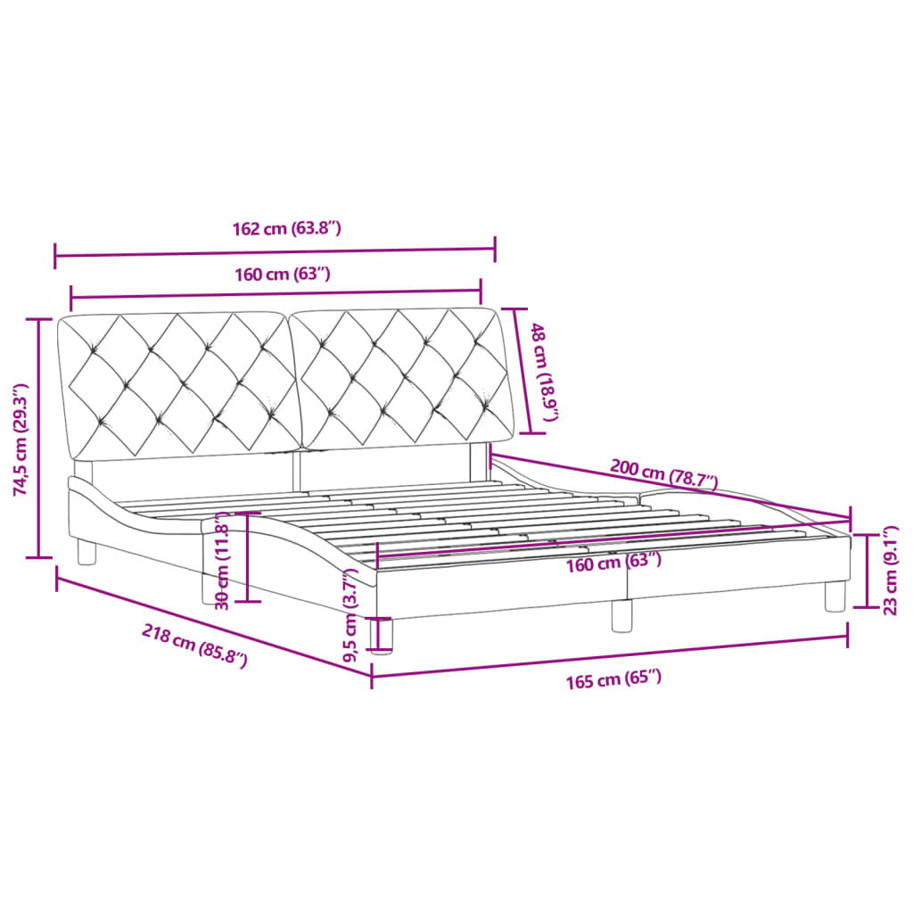 vidaXL Estructura de cama con cabecero terciopelo azul 160x200 cm