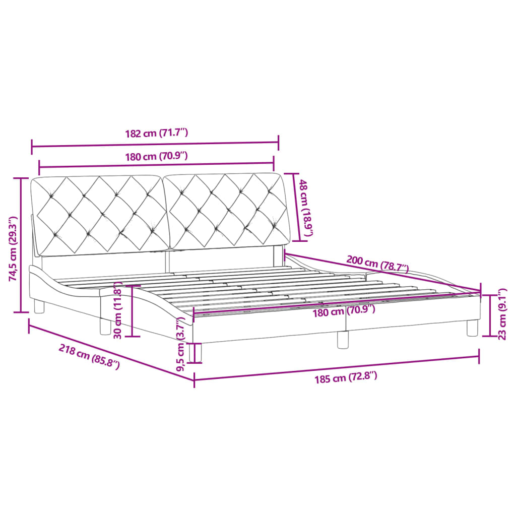 vidaXL Estructura de cama sin colchón terciopelo gris claro 180x200 cm