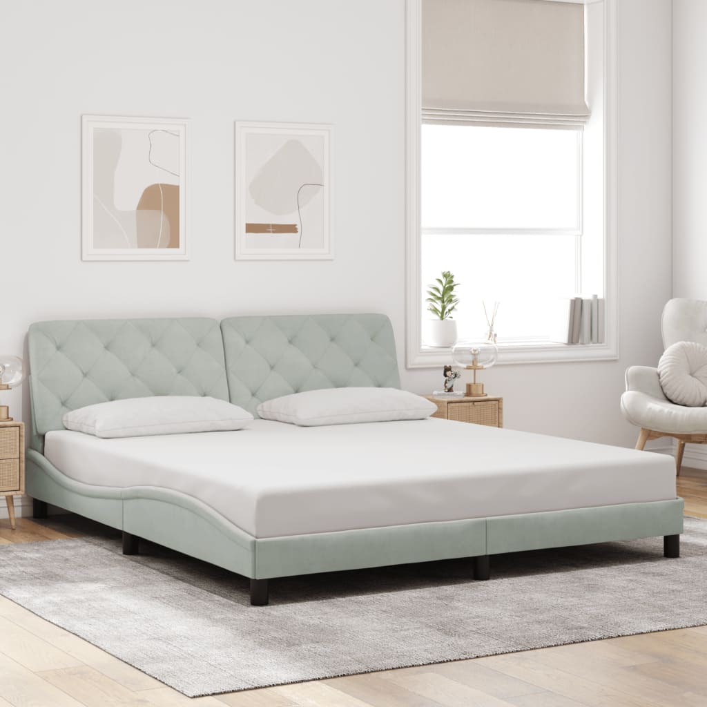 vidaXL Estructura de cama sin colchón terciopelo gris claro 180x200 cm