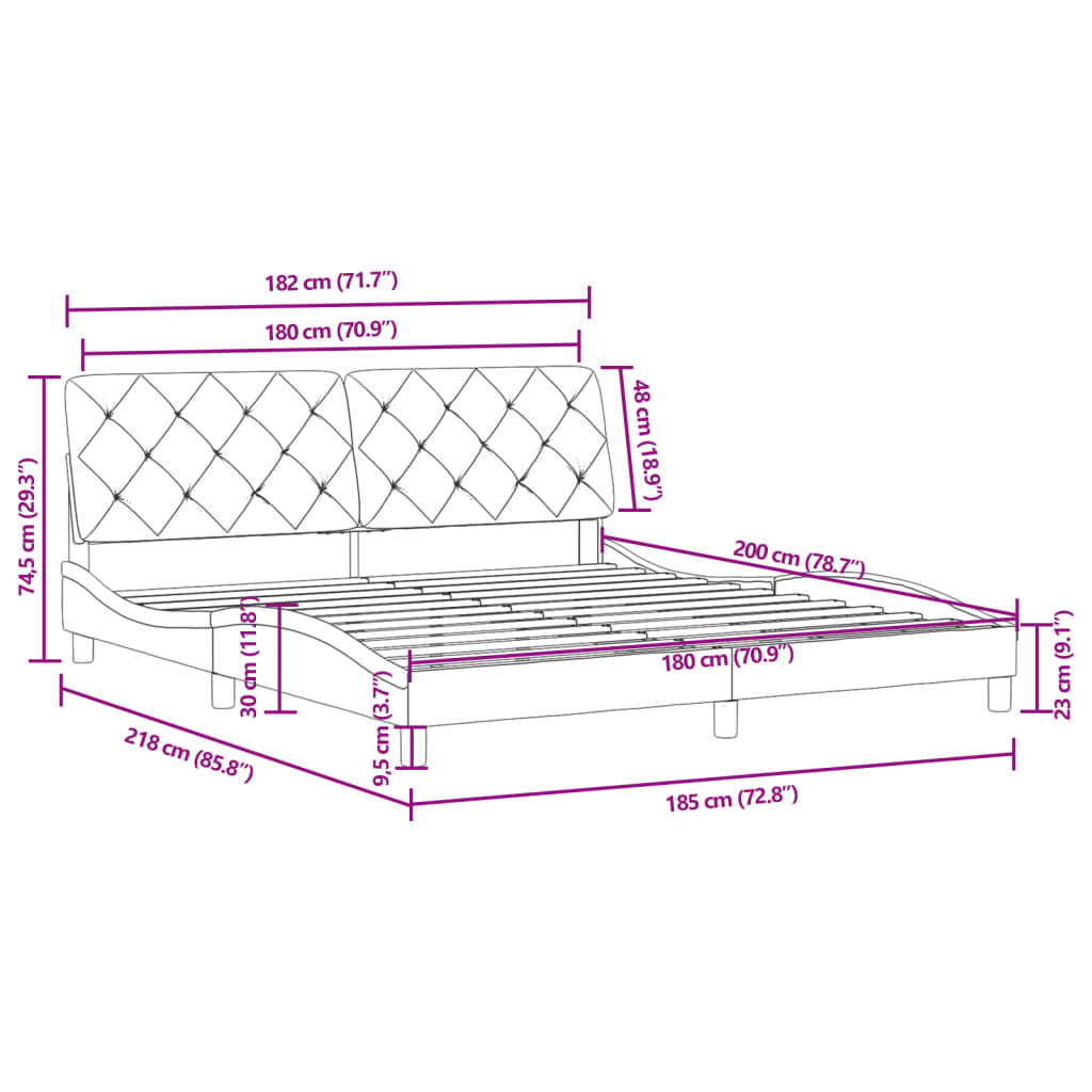 vidaXL Estructura de cama sin colchón terciopelo gris oscuro 180x200cm