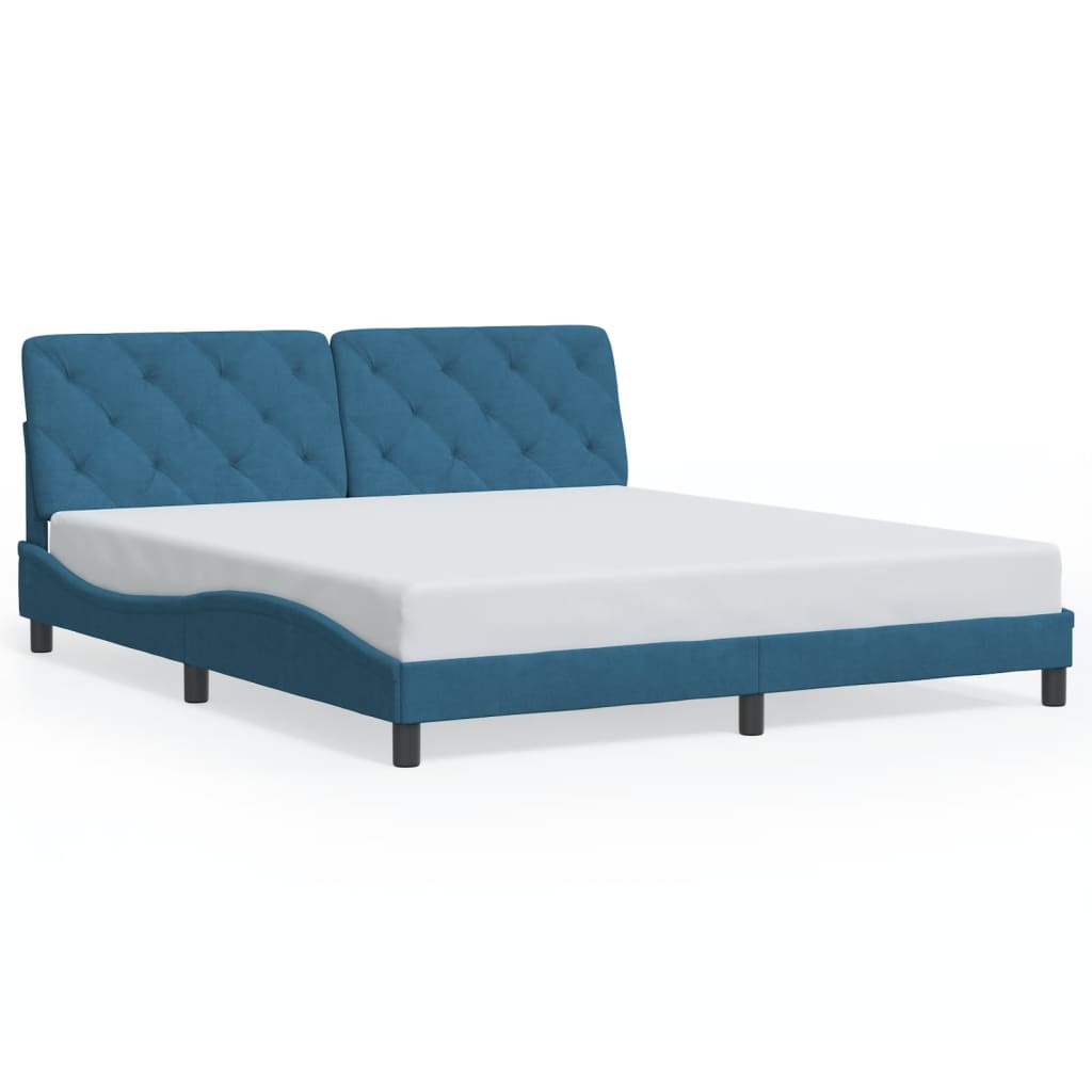 vidaXL Estructura de cama con cabecero terciopelo azul 180x200 cm