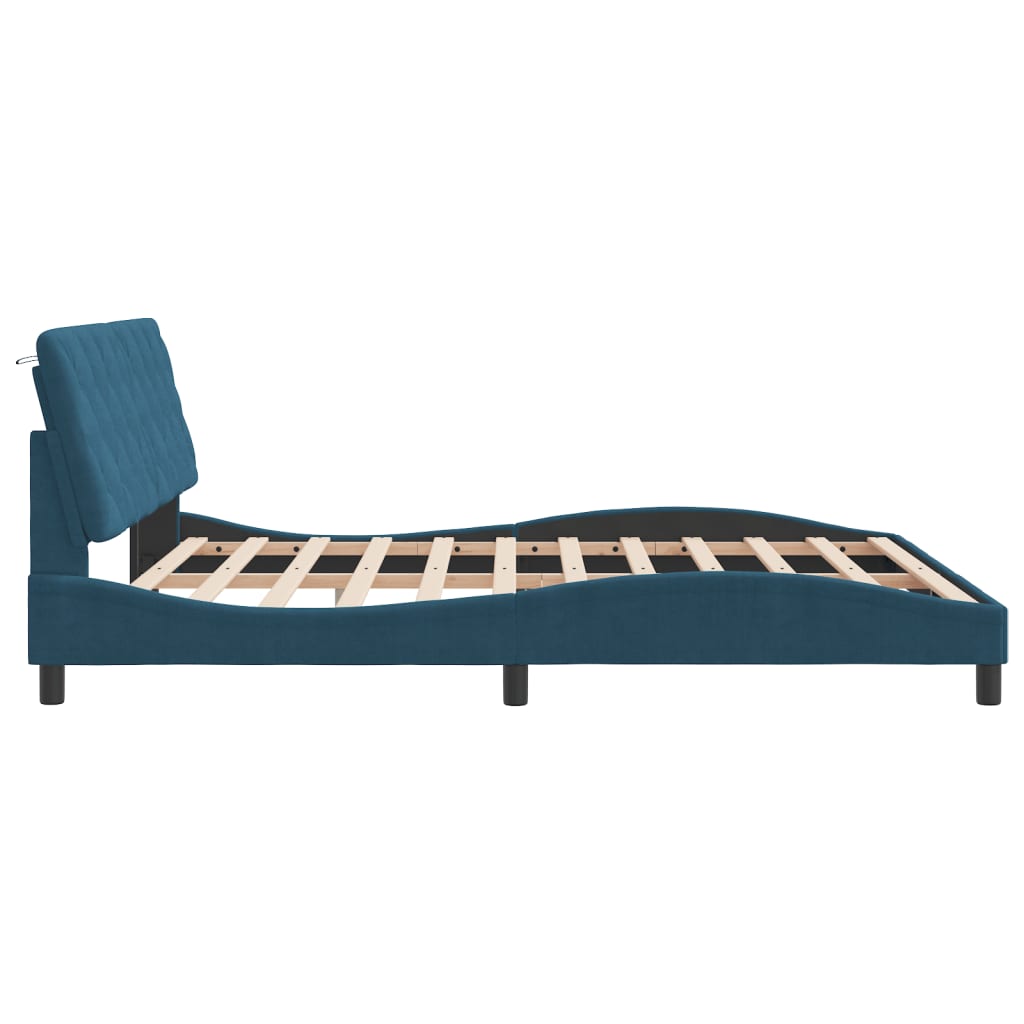 vidaXL Estructura de cama con cabecero terciopelo azul 180x200 cm