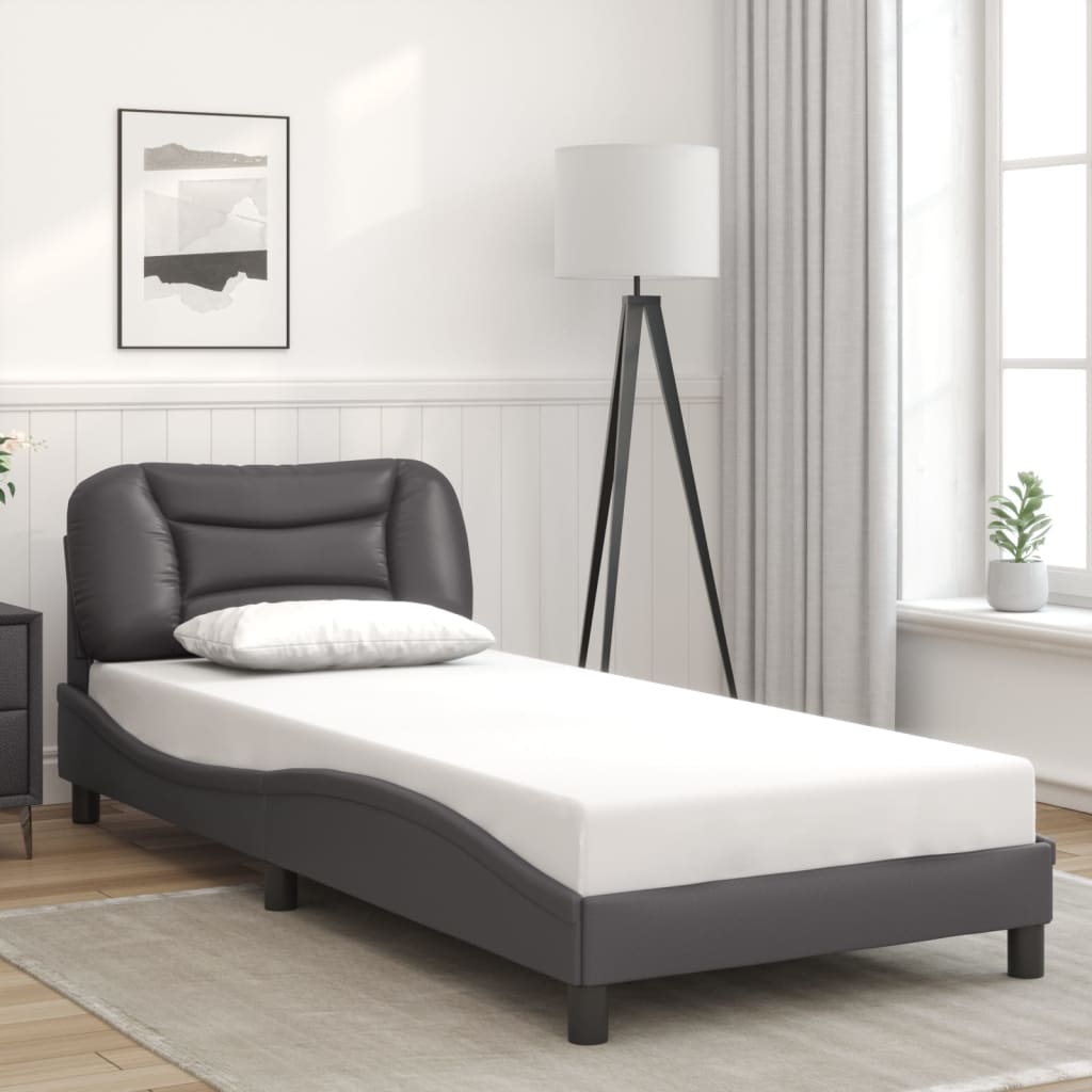 vidaXL Estructura de cama con cabecero cuero sintético gris 80x200 cm