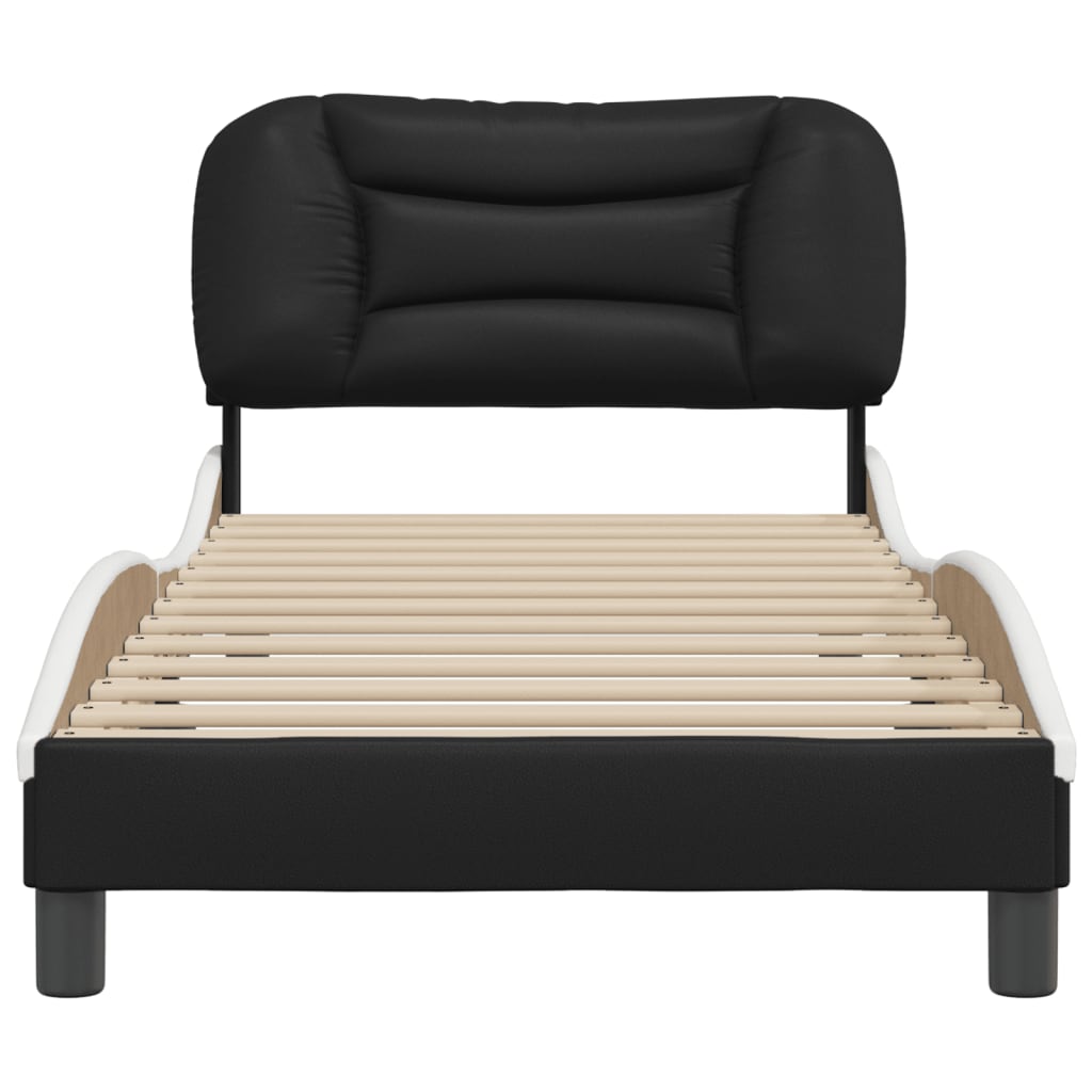 vidaXL Cama con cabecero cuero sintético negro y blanco 80x200 cm