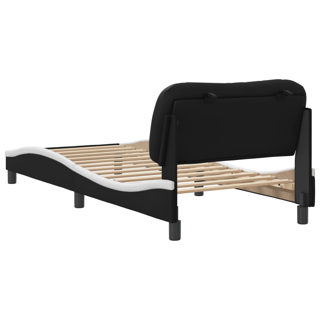 vidaXL Cama con cabecero cuero sintético negro y blanco 80x200 cm