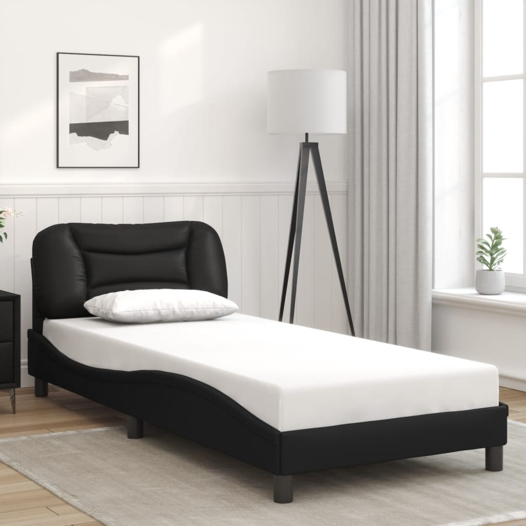 vidaXL Estructura de cama sin colchón cuero sintético negro 90x190 cm