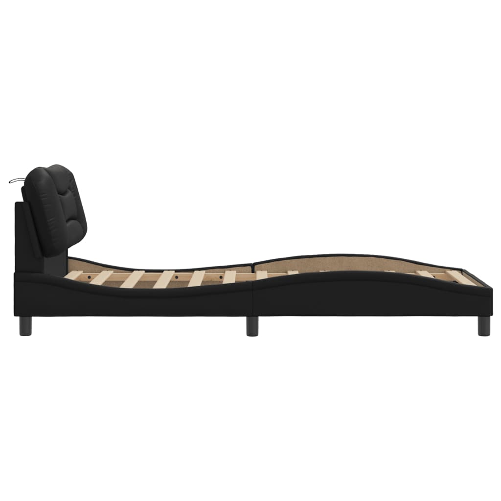 vidaXL Estructura de cama sin colchón cuero sintético negro 90x190 cm