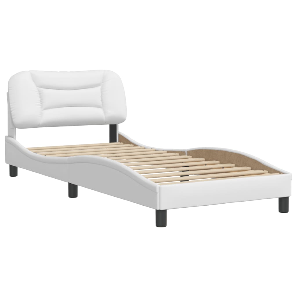 vidaXL Estructura de cama sin colchón cuero sintético blanco 90x190 cm