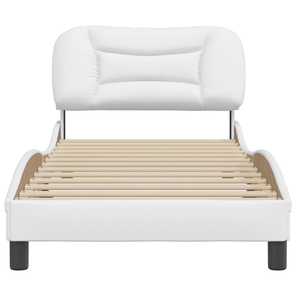 vidaXL Estructura de cama sin colchón cuero sintético blanco 90x190 cm