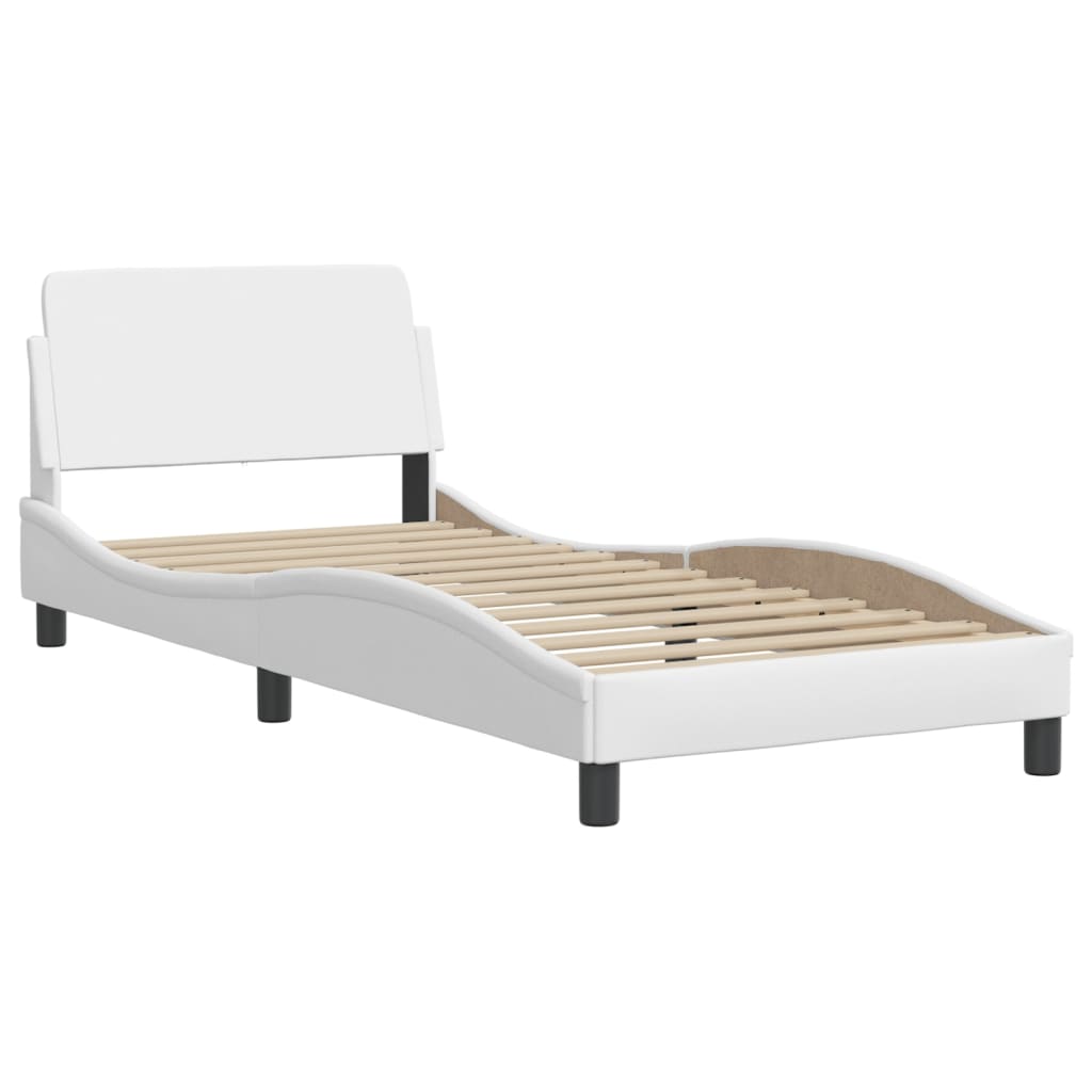 vidaXL Estructura de cama sin colchón cuero sintético blanco 90x190 cm