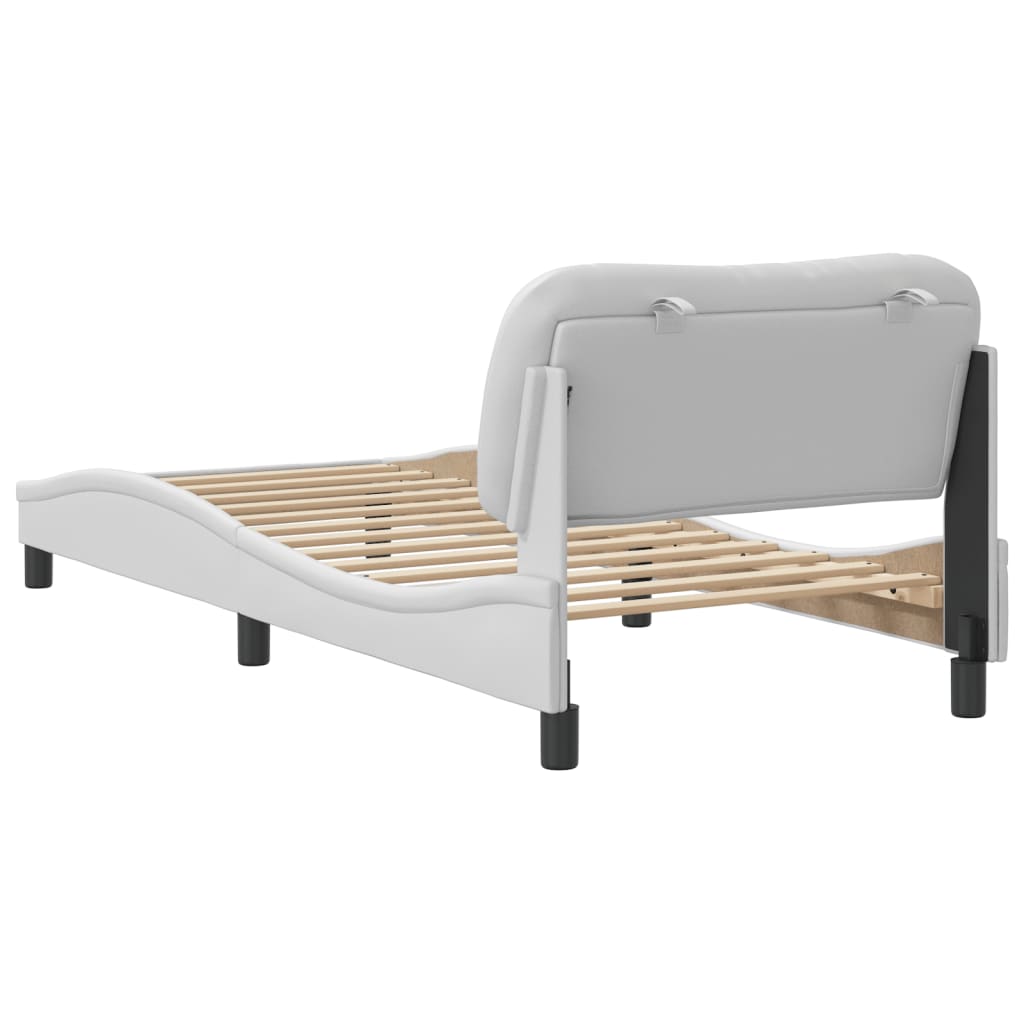 vidaXL Estructura de cama sin colchón cuero sintético blanco 90x190 cm