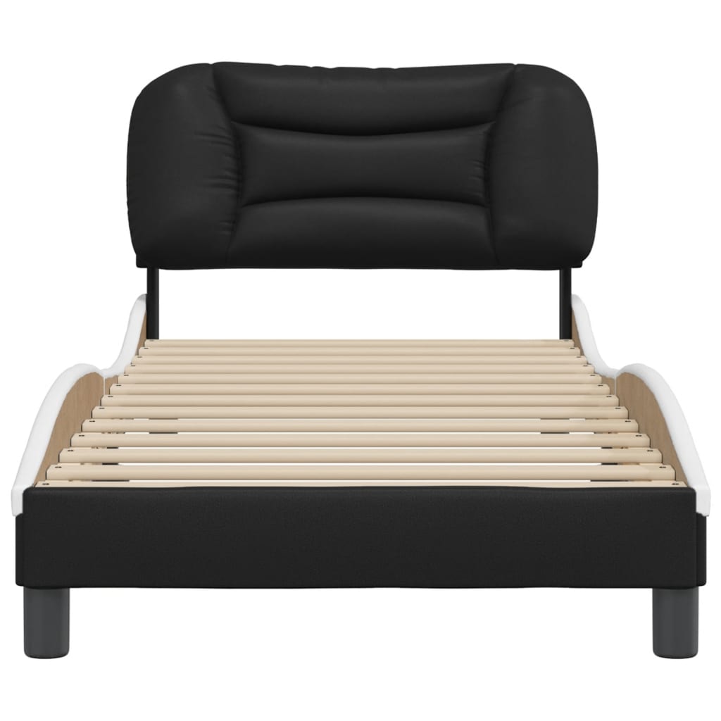 vidaXL Estructura de cama con cabecero cuero sintético negro y blanco