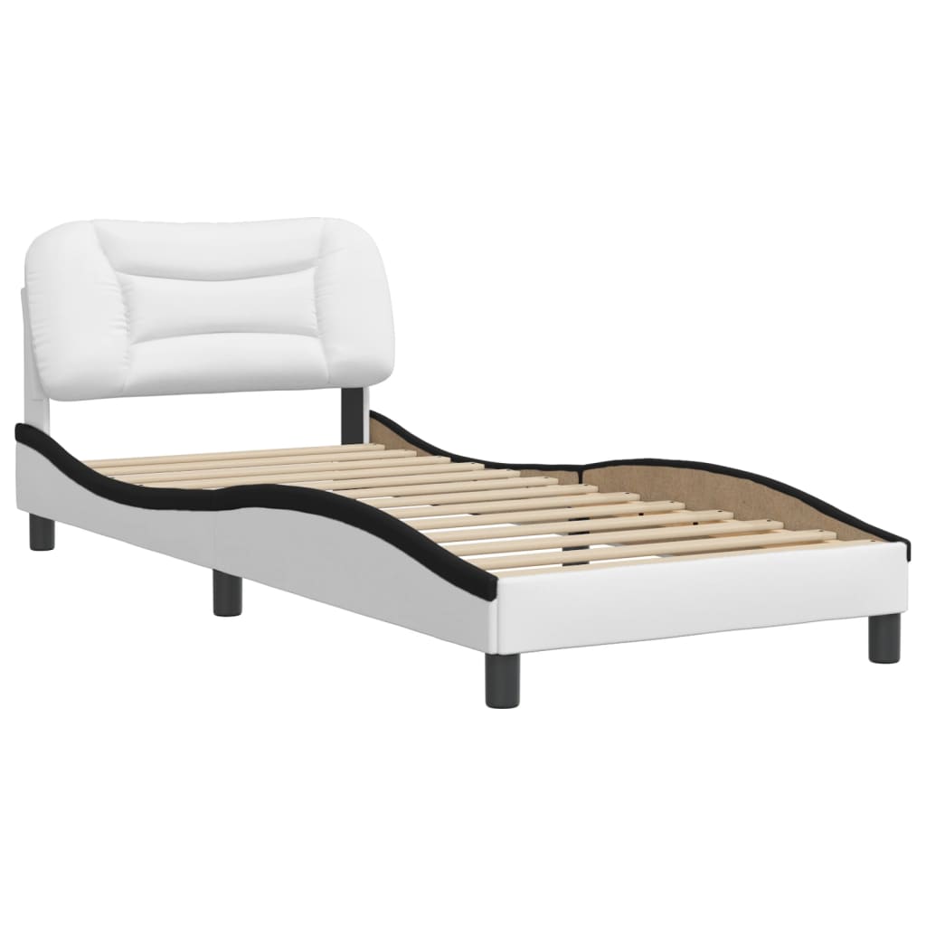 vidaXL Estructura de cama con cabecero cuero sintético blanco y negro