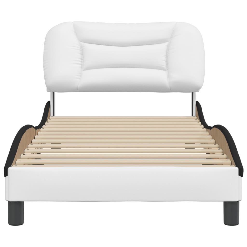 vidaXL Estructura de cama con cabecero cuero sintético blanco y negro