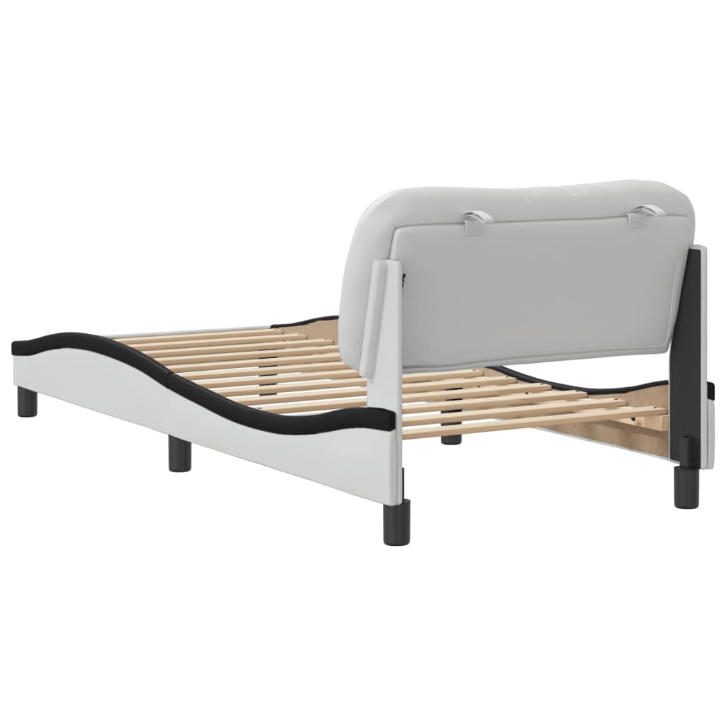 vidaXL Estructura de cama con cabecero cuero sintético blanco y negro