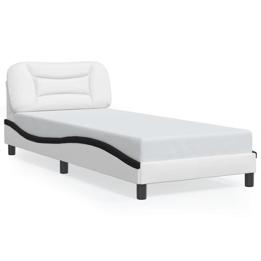 vidaXL Estructura de cama con cabecero cuero sintético blanco y negro