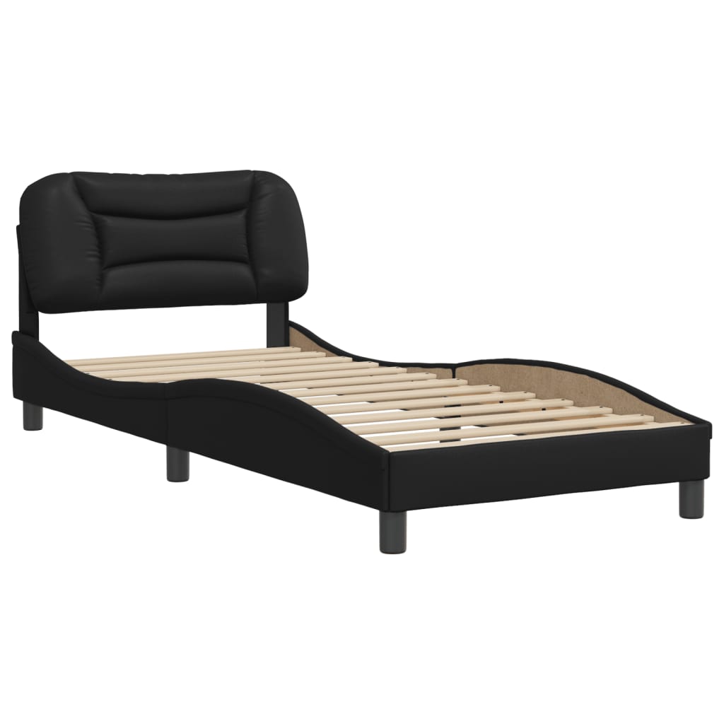 vidaXL Estructura de cama sin colchón cuero sintético negro 90x200 cm