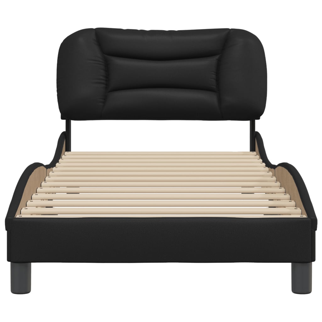 vidaXL Estructura de cama sin colchón cuero sintético negro 90x200 cm