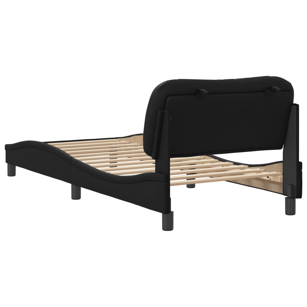 vidaXL Estructura de cama sin colchón cuero sintético negro 90x200 cm