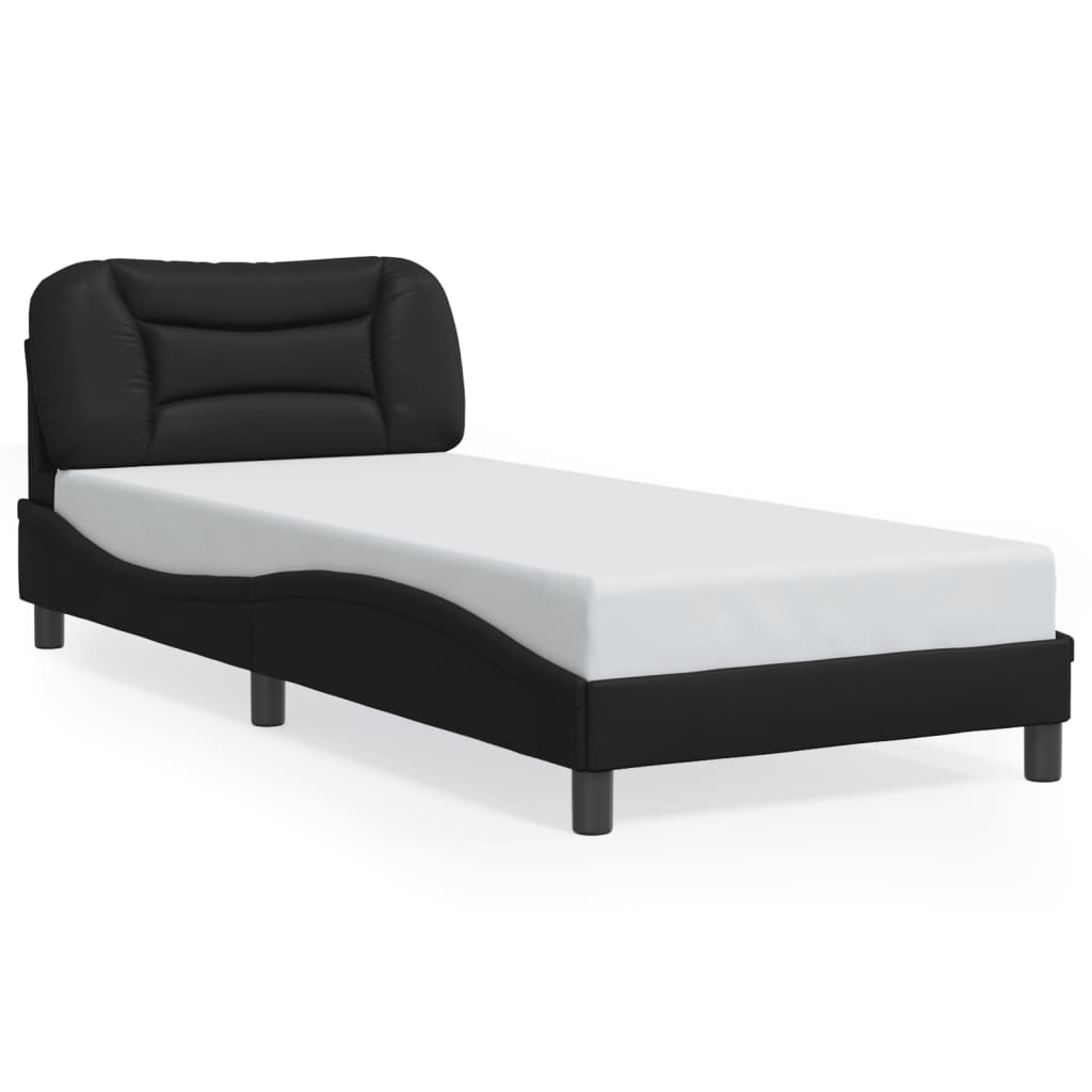 vidaXL Estructura de cama sin colchón cuero sintético negro 90x200 cm