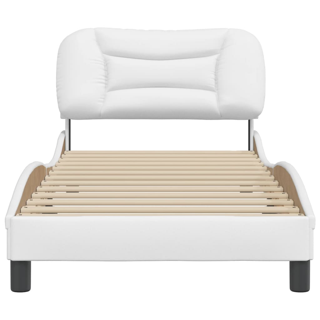 vidaXL Estructura de cama sin colchón cuero sintético blanco 90x200 cm