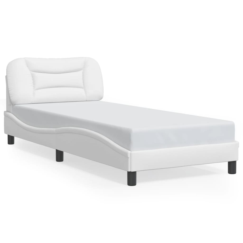 vidaXL Estructura de cama sin colchón cuero sintético blanco 90x200 cm