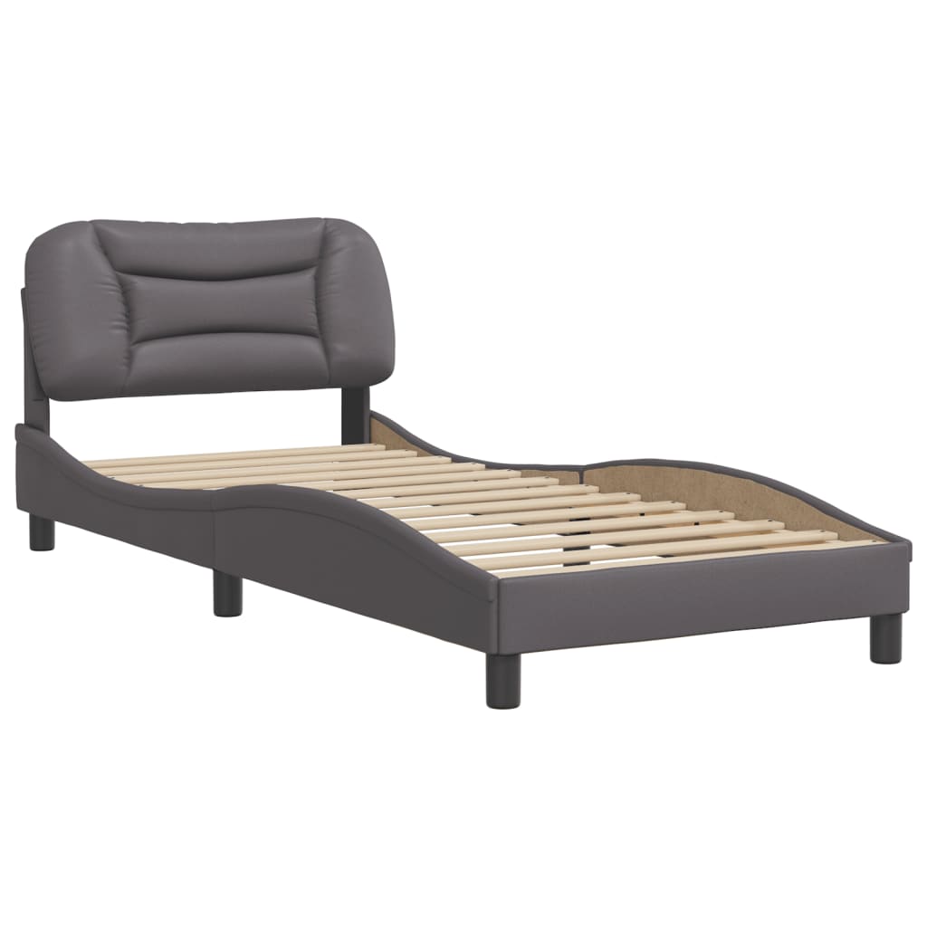 vidaXL Estructura de cama sin colchón cuero sintético gris 90x200 cm