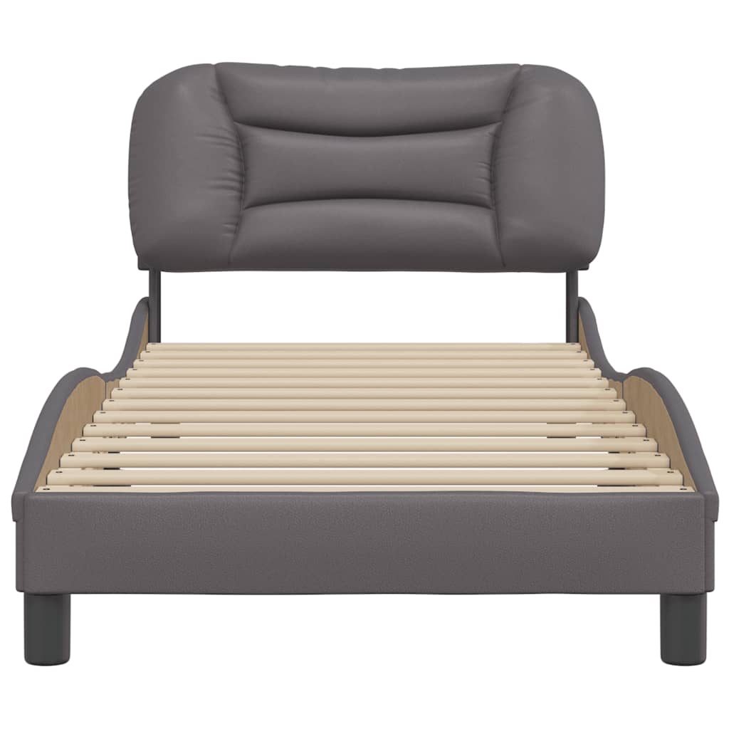 vidaXL Estructura de cama sin colchón cuero sintético gris 90x200 cm